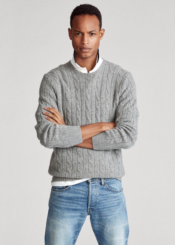 Polo Ralph Lauren Cable-Knit Cashmere Striktrøje Herre Danmark (HEXTC4295)